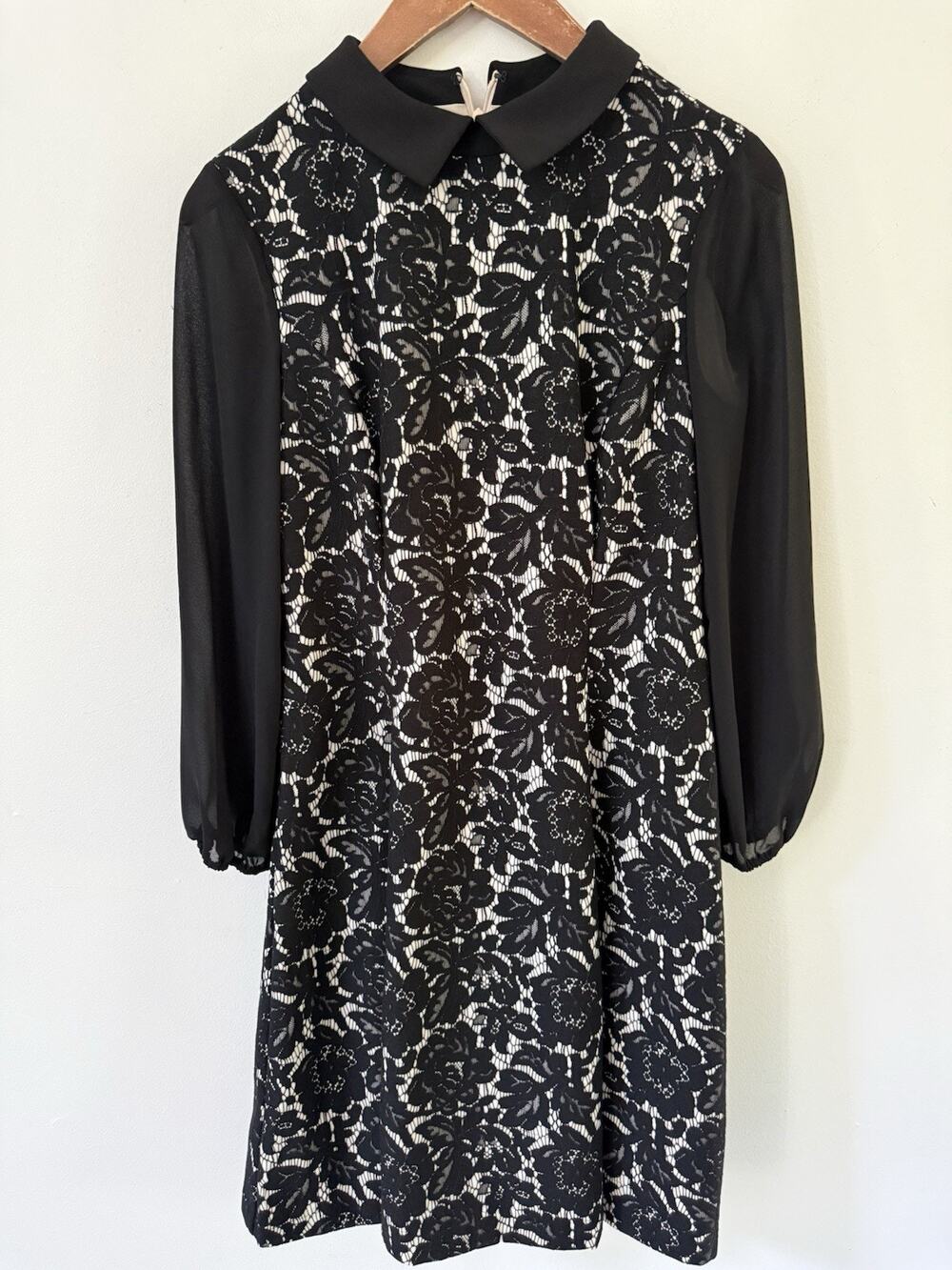 Jessica Howard Bishop Sleeve Lace Womens Sheath Dress Black Size 6 Classic